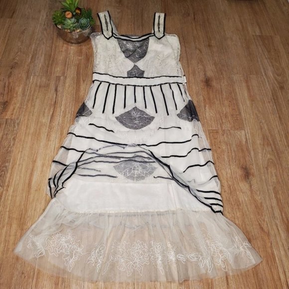 Nataya Titanic Party Formal Dress White Lace Wedding Embroidered Tulle Midi NEW - Picture 5 of 9